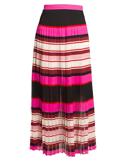 Shop Valentino Women's Baiadera Stripe Silk Midi Skirt In Rose