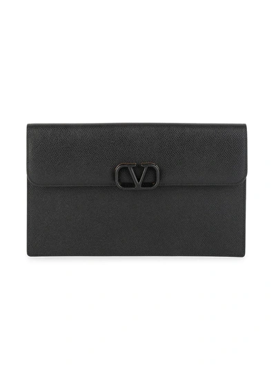 Shop Valentino Large Vsling Leather Pouch In Black