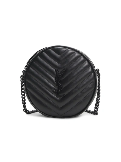 Shop Saint Laurent Women's Jade Round Matelassé Leather Bag In Nero