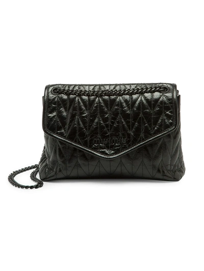 Shop Miu Miu Women's Matelassé Leather Shoulder Bag In Nero