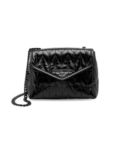 Shop Miu Miu Matelass Leather Shoulder Bag In Nero