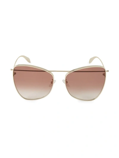 Shop Alexander Mcqueen 63mm Butterfly Sunglasses In Gold