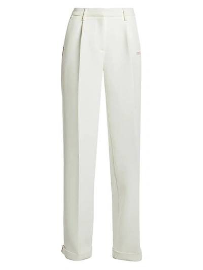 Shop Off-white Women's Bonded Wide-leg Trousers In White
