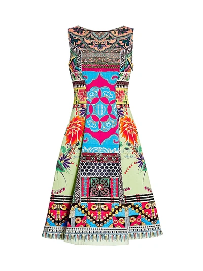 Shop Etro Women's Floral Mosaic Boatneck Midi Dress In Neutral