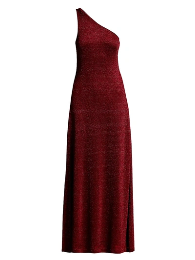 Shop Missoni Women's One-shoulder Metallic Knit Gown In Red