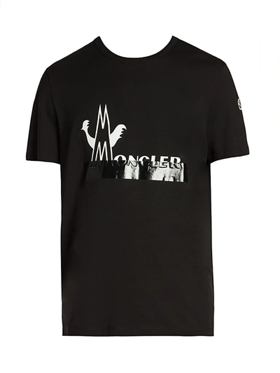 Shop Moncler Men's Logo Graphic T-shirt In Black White