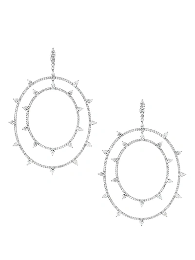 Shop Adriana Orsini Rhodium-plated & Cubic Zirconia Dual-hoop Earrings