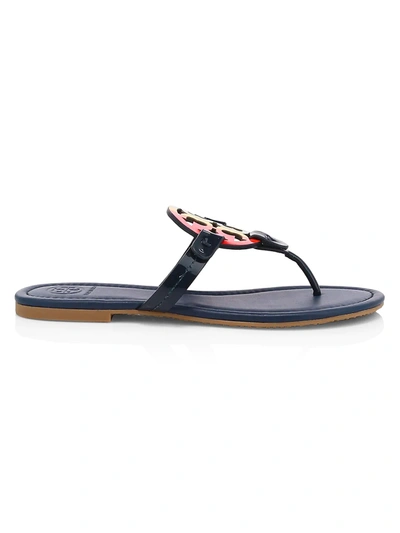 Shop Tory Burch Women's Miller Leather Thong Sandals In Rainbow Navy