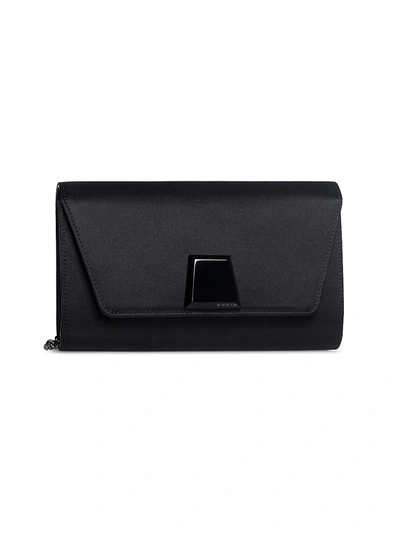 Shop Akris Mini Anouk Envelope Silk & Leather Crossbody Bag In Black