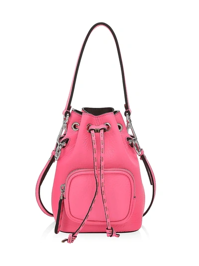 Shop Fendi Women's Mini Mon Tresor Leather Bucket Bag In Pink