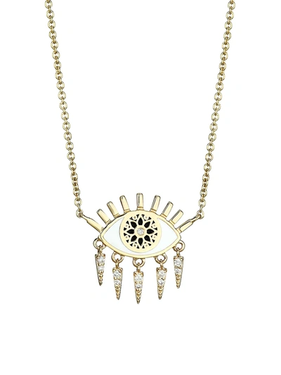 Shop Sydney Evan Women's 14k Yellow Gold, Enamel & Diamond Kaleidoscope Eye Fringe Pendant Necklace
