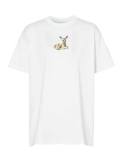 Shop Burberry Women's Devon Deer Graphic T-shirt In White