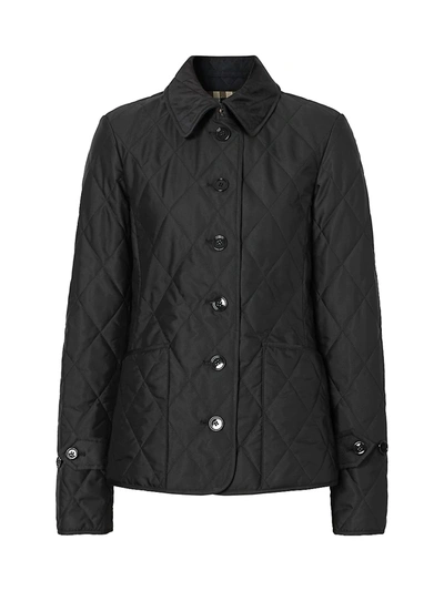 Shop Burberry Women's Fernleigh Quilted Logo Coat In Black
