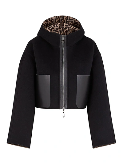 Shop Fendi Ff Double Wool Jacket In Black