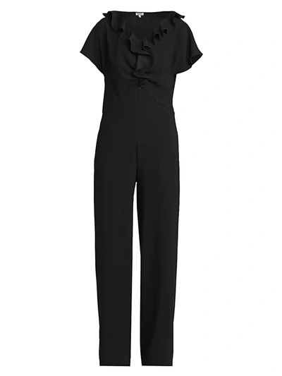 Shop Kenzo Ruffle Collar Jumpsuit In Black