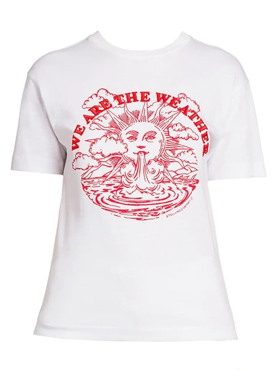 Shop Stella Mccartney Women's We Are The Weather Cotton T-shirt In Pure White