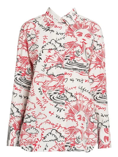 Shop Stella Mccartney Women's We Are The Weather Cotton Shirt In White Red Black