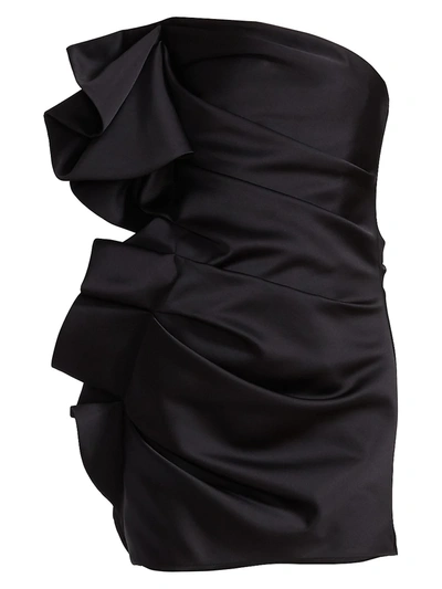 Shop Alexandre Vauthier Ruffled Side Ruched Mini Dress In Black