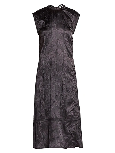 Shop Acne Studios Embossed Satin Midi Dress In Black
