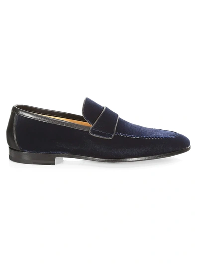 Shop Saks Fifth Avenue Collection By Magnanni Velvet Loafers In Navy