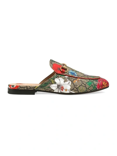 Shop Gucci Women's Princetown Gg Floral Slippers In Beige Multi