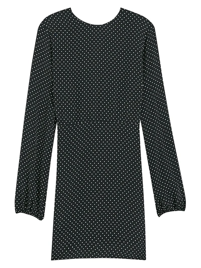 Shop Theory Polka Dot Long-sleeve Crew A-line Dress In Black Multi