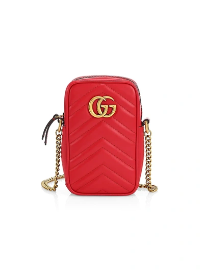 Shop Gucci Women's Gg Marmont Mini Bag In Red