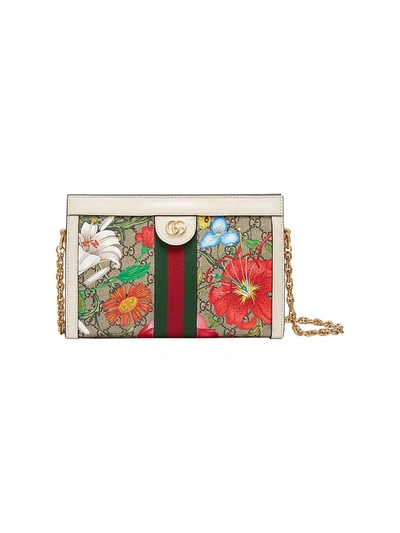 Shop Gucci Women's Ophidia Gg Flora Small Shoulder Bag In Beige White