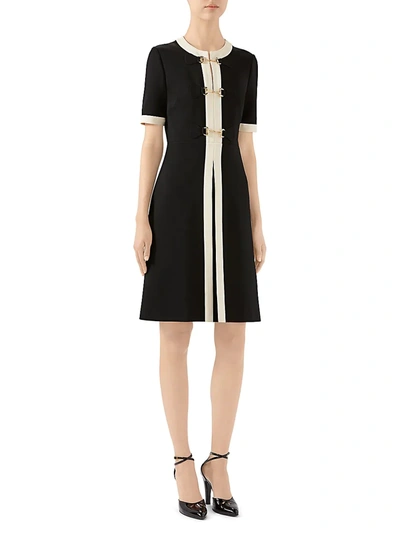 Shop Gucci Women's Stretch Jersey Short-sleeve Dress In Black Almond