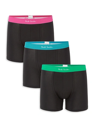 Shop Paul Smith Men's 3-pack Stretch Cotton Boxers In Black