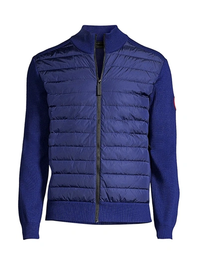 Shop Canada Goose Men's Hybridge Knit Jacket In Northern Night