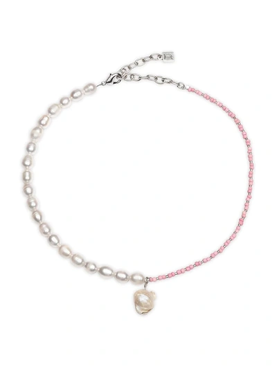 Shop Dannijo Women's Basel 8mm Freshwater Pearl & Bead Pendant Necklace In Pink