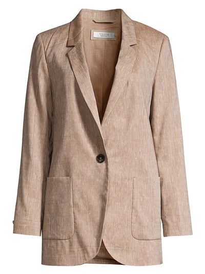 Shop Peserico Linen & Wool Notched Jacket In Cafe