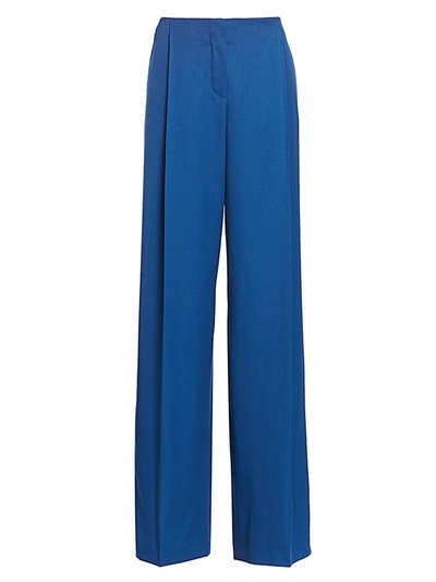 Shop Nina Ricci Virgin Wool Wide-leg Trousers In Petrol Blue