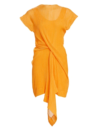 Shop Nina Ricci Women's Draped Cotton & Silk Dress In Mango
