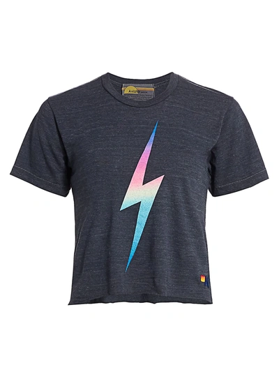Shop Aviator Nation Lightening Bolt Boyfriend T-shirt In Blue