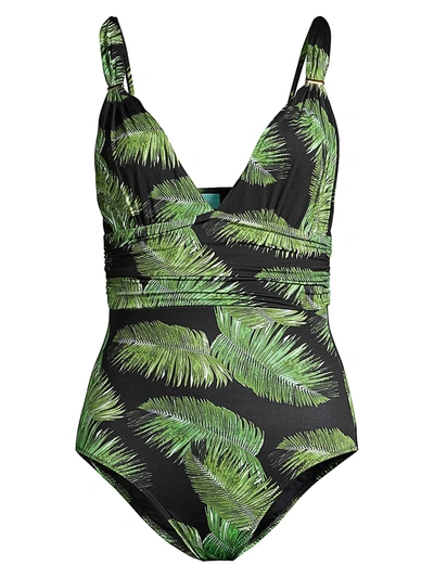 Shop Melissa Odabash Cruise Panara Palm-print One-piece Swimsuit In Palm Black