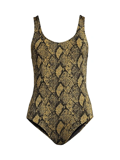 Shop Solid & Striped Women's Anne-marie Snake-print One-piece Swimsuit In Snake Knit