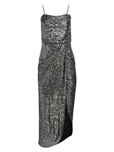 Shop Derek Lam 10 Crosby Lexis Sequin Side Slit Sheath Dress In Gunmetal