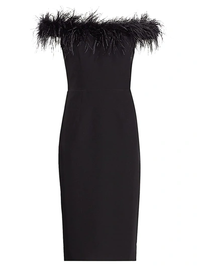 Shop Milly Women's Cady Feather Bodice Dress In Black