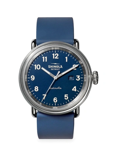 Shop Shinola Men's Detrola The Daily Wear Stainless Steel & Silicone Strap Watch In Blue Silver