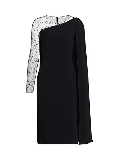 Shop Jenny Packham Embellished Illusion Cape Sleeve Dress In Black