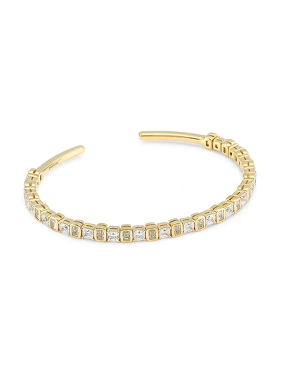 Shop Adriana Orsini 18k Goldplated & Cubic Zirconia Bezel-set Flex Cuff Bracelet