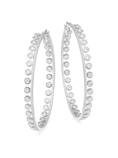 Shop Adriana Orsini Rhodium-plated & Cubic Zirconia Bezel-set Large Hoop Earrings