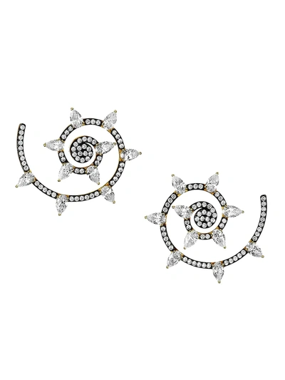 Shop Adriana Orsini Women's Ruthenium-plated & Cubic Zirconia Spiral Stud Earrings In Gold