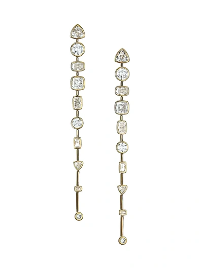 Shop Adriana Orsini Women's 18k Goldplated & Cubic Zirconia Bezel-set Linear Post Earrings