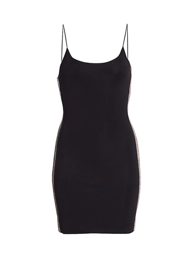 Shop Alice And Olivia Noni Embellished Mini Bodycon Dress In Black Iridescent