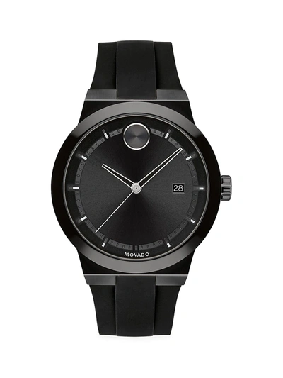 Shop Movado Men's Bold Fusion Stainless Steel Silicone Strap Watch In Black