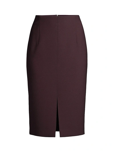 Shop Hugo Boss Vepeplum Structured Pique Jersey Long Pencil Skirt In Merlot