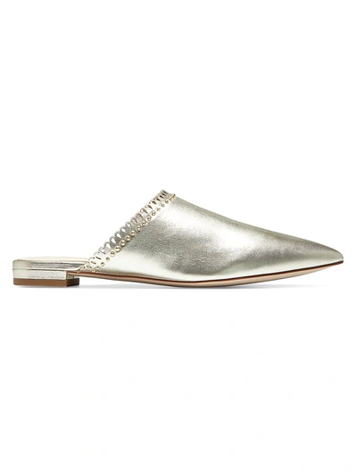 Shop Cole Haan Women's Raelyn Studded Metallic Leather Mules In Soft Gold